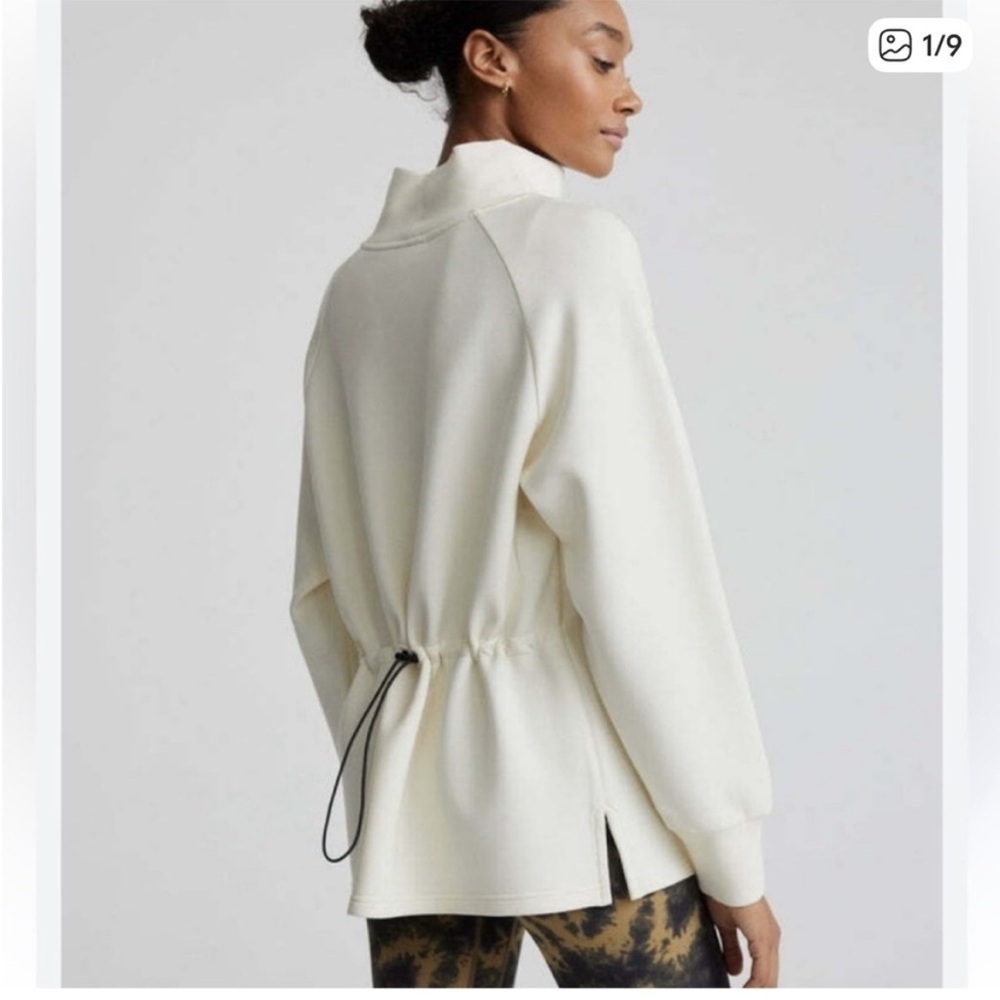 Varley Arcola Pull Through Midlayer Sweater in Rainy Day Size S Cream MockNeck
